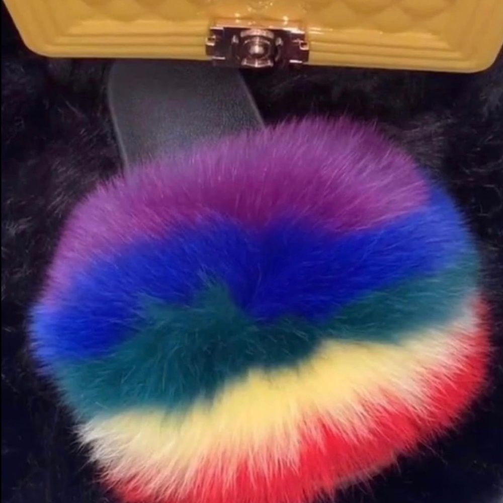 Iris Real Fur Slides Sizes 6.5,7,7.5,10,11 - image 1
